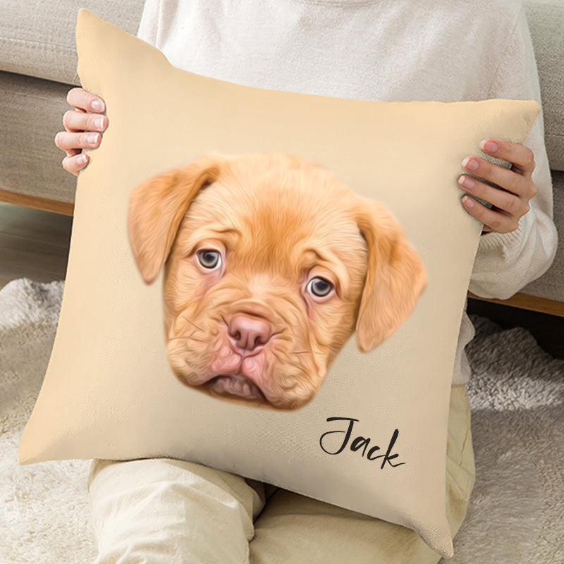 Custom Pet Face Oil Painting Square Pillow - The Pet Pillow