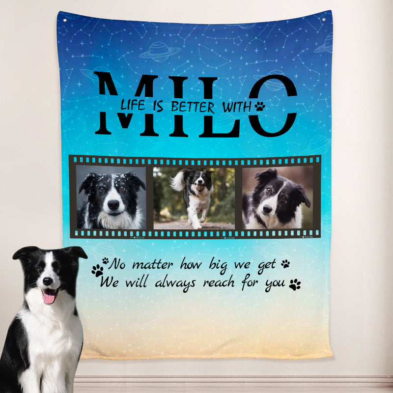 Custom Collage Blankets With Pet name, Personalized Pet photo collage blanket - The Pet Pillow