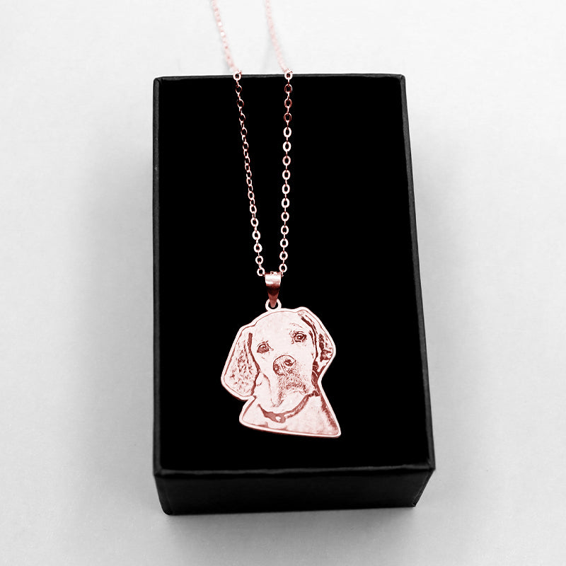 Pet Necklace Customize from Your Pet Photo, Engraved with Dog Name, Necklace Lookalike Your Pet Shape - The Pet Pillow