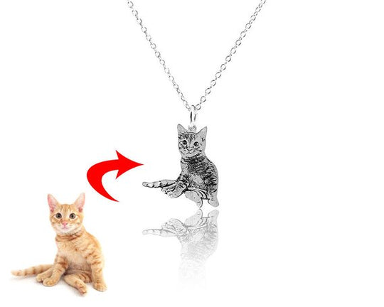 Personalized Engraved Photo and Name Dog Sliver Necklace - The Pet Pillow