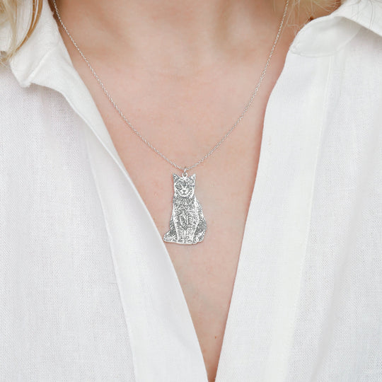 Personalized Engraved Photo and Name Dog Sliver Necklace - The Pet Pillow