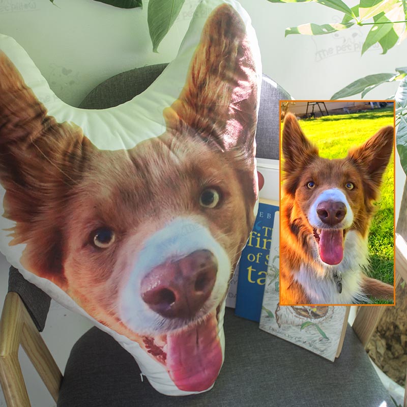 Custom Pet Face Shaped Pillow from Your Pet Photos, Customized Pet Head Pillows - The Pet Pillow